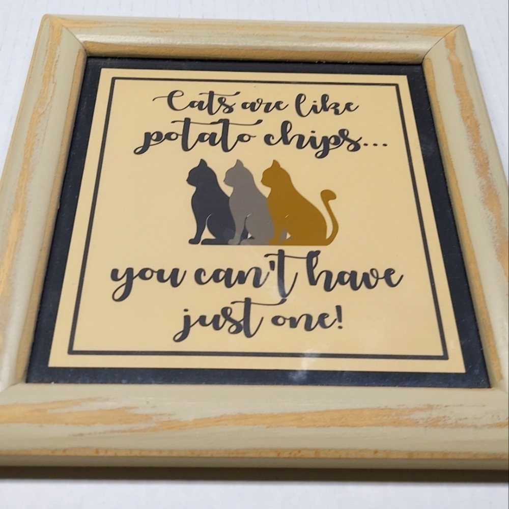 Charming Cat-Themed Wall Art - Cream, Black, Brown